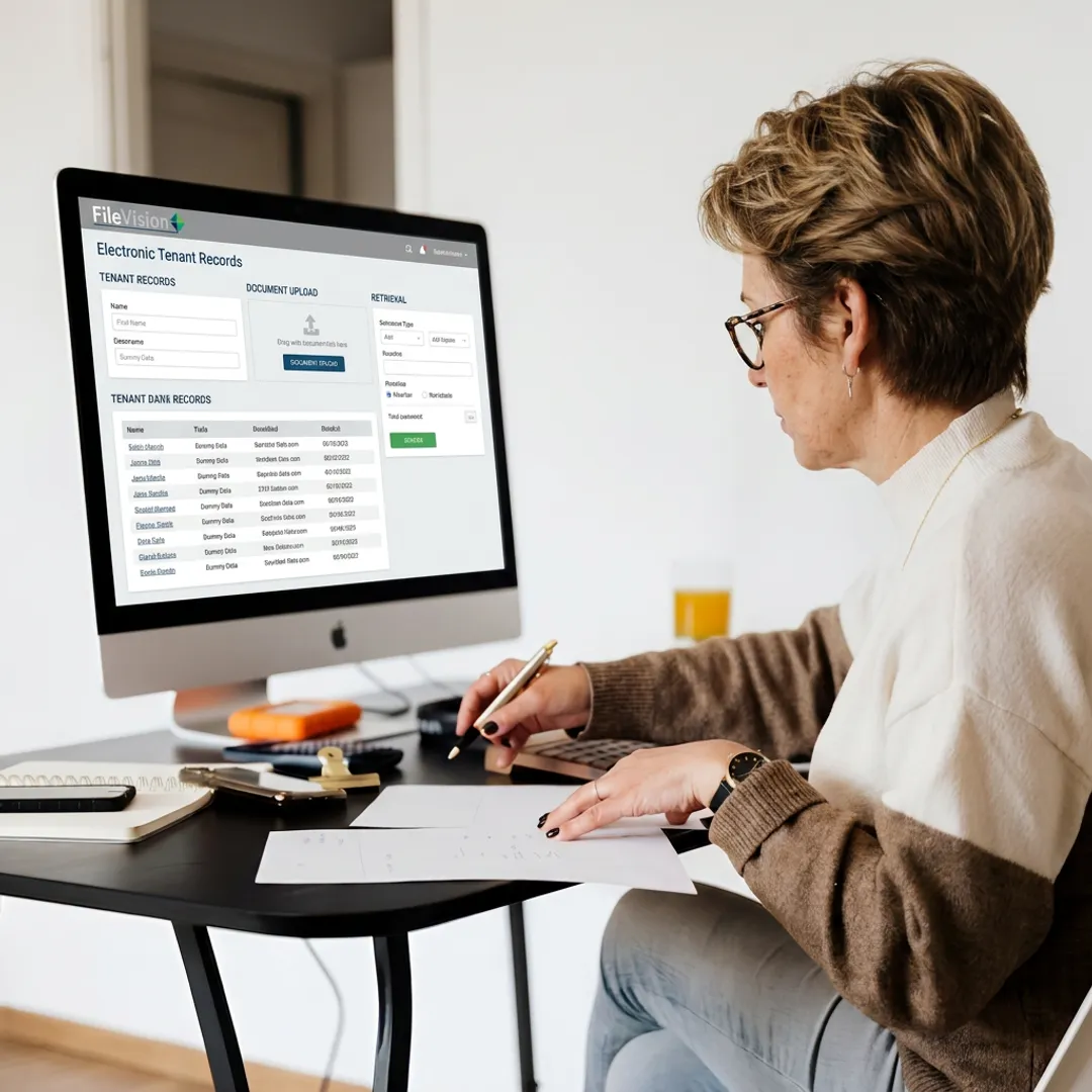 Intake team uploading applicant documents into the FileVision Electronic Tenant Records interface